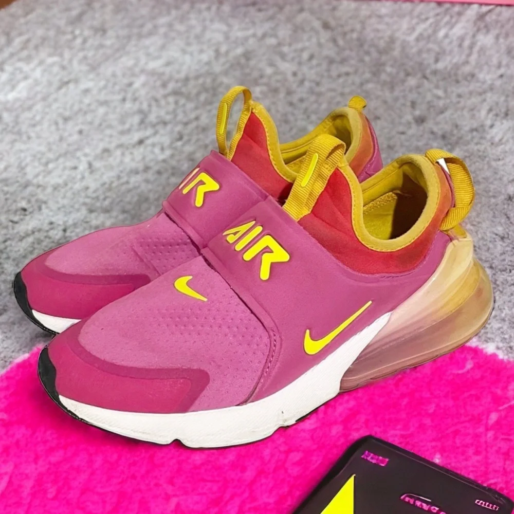 Nike Air Max‎ 270 Youth 6.5 Extreme SE GS CN8280 600 Fuchsia Slip on Sneakers